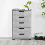 Queen 4 Pcs Bedroom Suite with Tallboy Fabric Upholstery MDF Combination of Black & Cement Colour - Furniture > Bedroom