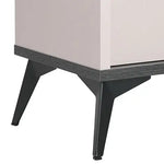 Queen 5 Pcs Bedroom Suite Fabric Upholstery MDF Combination of Champagne and Black Colour - Furniture > Bedroom > Beds