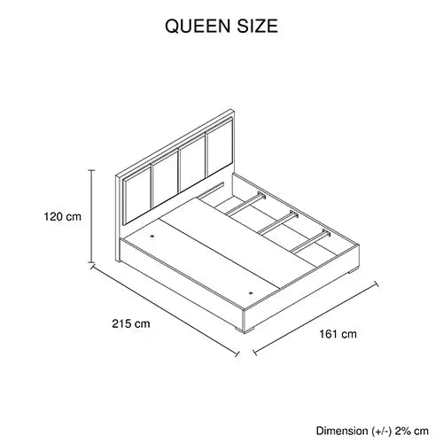 Queen Bed Frame Fabric Upholstery MDF in Cement Colour - Furniture > Bedroom > Beds & Bed Frames