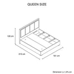 Queen Bed Frame Fabric Upholstery MDF in Cement Colour - Furniture > Bedroom > Beds & Bed Frames