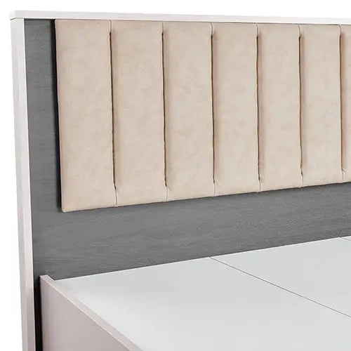 Queen Bed Frame Fabric Upholstery MDF LED Headboard in Champagne Colour - Furniture > Bedroom > Beds & Bed Frames