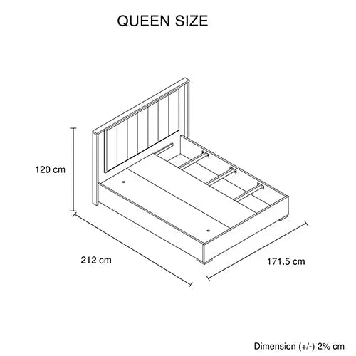 Queen Bed Frame Fabric Upholstery MDF LED Headboard in Champagne Colour - Furniture > Bedroom > Beds & Bed Frames
