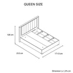 Queen Bed Frame Fabric Upholstery MDF LED Headboard in Champagne Colour - Furniture > Bedroom > Beds & Bed Frames
