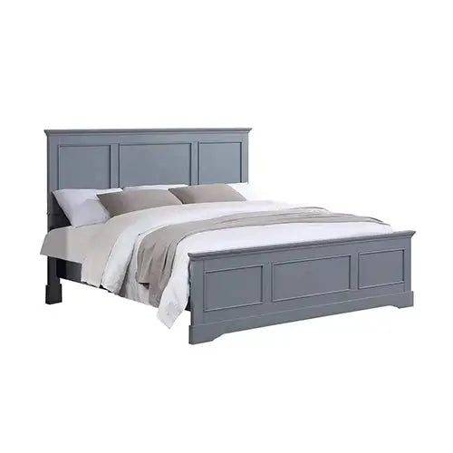 Queen Bed Frame in Solid Wood with Slats Support in Grey colour - Furniture > Bedroom > Beds & Bed Frames