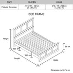 Queen Bed Frame in Solid Wood with Slats Support in Grey colour - Furniture > Bedroom > Beds & Bed Frames