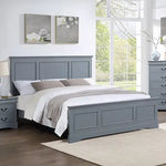 Queen Bed Frame in Solid Wood with Slats Support in Grey colour - Furniture > Bedroom > Beds & Bed Frames
