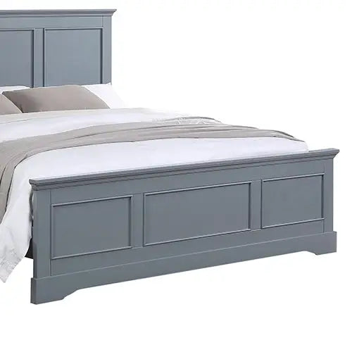 Queen Bed Frame in Solid Wood with Slats Support in Grey colour - Furniture > Bedroom > Beds & Bed Frames