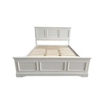 Queen Bed Frame in Solid Wood with Slats Support in White colour - Furniture > Bedroom > Beds & Bed Frames