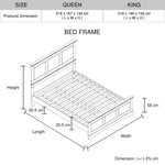 Queen Bed Frame in Solid Wood with Slats Support in White colour - Furniture > Bedroom > Beds & Bed Frames