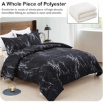 Queen Black Marble Comforter Set Bedding for All Seasons 3-Piece Set - Home & Garden > Bedding > Quilts & Duvets