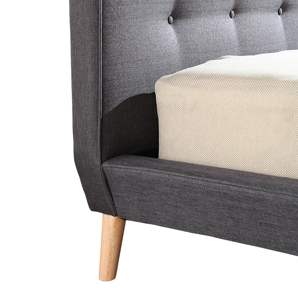 Queen Linen Fabric Deluxe Bed Frame Grey - Furniture > Bedroom > Beds & Bed Frames