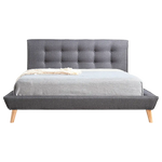 Queen Linen Fabric Deluxe Bed Frame Grey - Furniture > Bedroom > Beds & Bed Frames