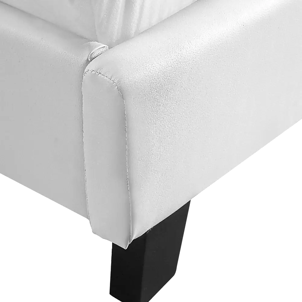 Queen PU Leather Bed Frame White - Furniture > Bedroom