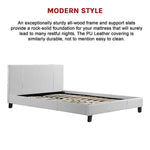 Queen PU Leather Bed Frame White - Furniture > Bedroom