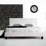 Queen PU Leather Bed Frame White - Furniture > Bedroom
