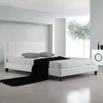 Queen PU Leather Bed Frame White - Furniture > Bedroom