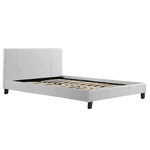Queen PU Leather Bed Frame White - Furniture > Bedroom