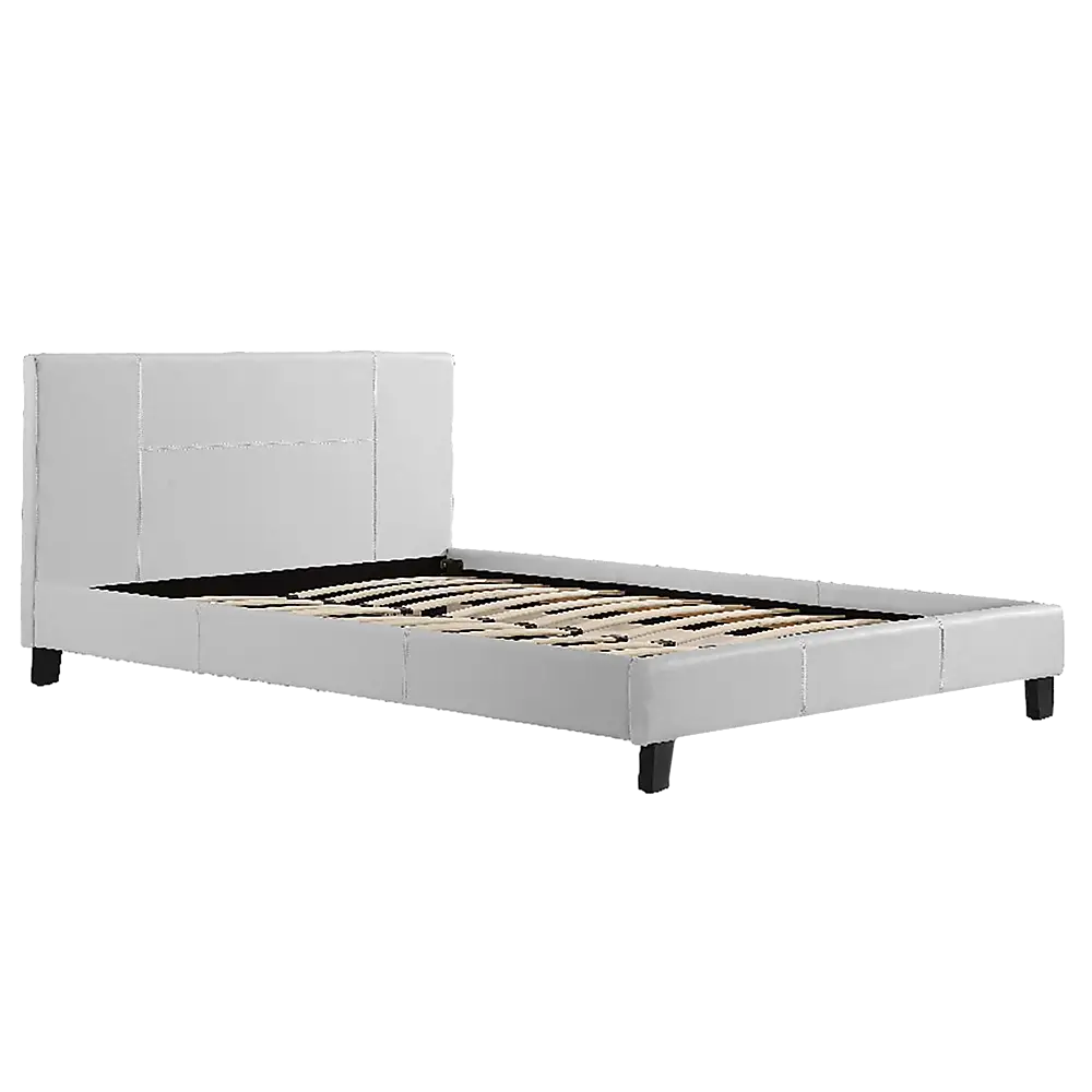 Queen PU Leather Bed Frame White - Furniture > Bedroom
