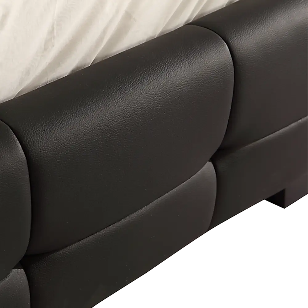 Queen PU Leather Deluxe Bed Frame Black - Furniture > Bedroom