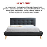 Queen PU Leather Deluxe Bed Frame Black - Furniture > Bedroom