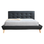 Queen PU Leather Deluxe Bed Frame Black - Furniture > Bedroom