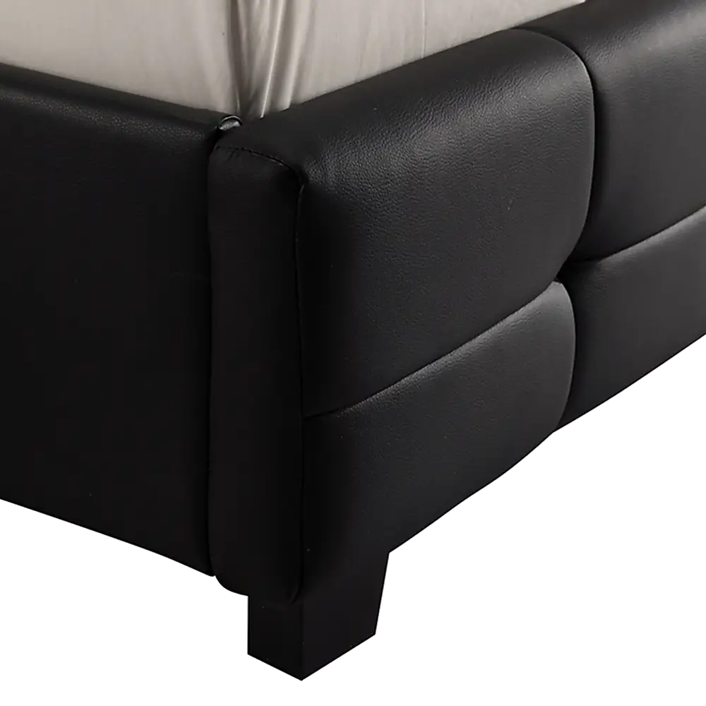 Queen PU Leather Deluxe Bed Frame Black - Furniture > Bedroom