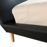 Queen PU Leather Deluxe Bed Frame Black - Furniture > Bedroom