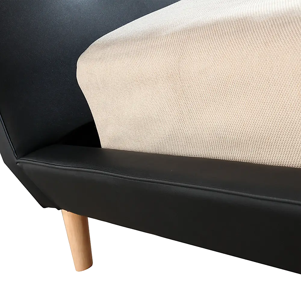 Queen PU Leather Deluxe Bed Frame Black - Furniture > Bedroom