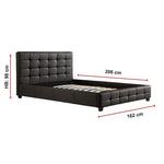 Queen PU Leather Deluxe Bed Frame Black - Furniture > Bedroom