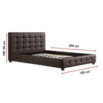 Queen PU Leather Deluxe Bed Frame Brown - Furniture > Bedroom > Beds & Bed Frames