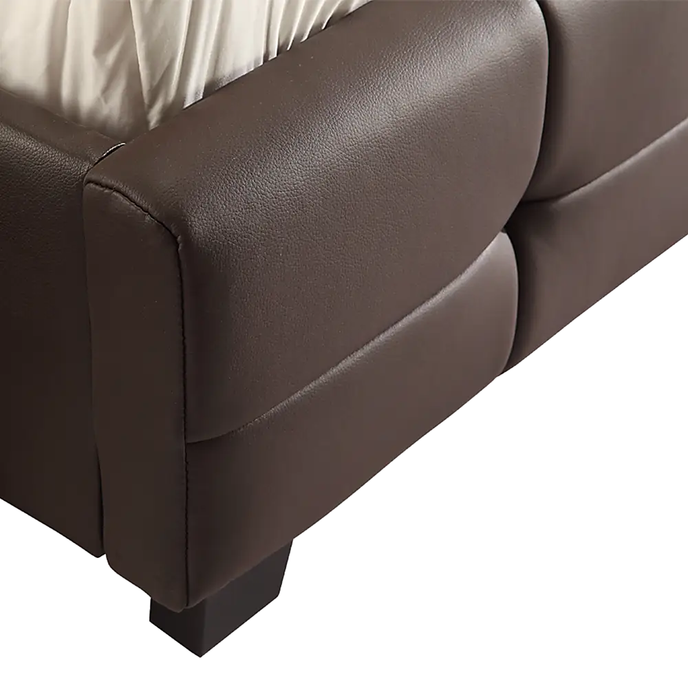 Queen PU Leather Deluxe Bed Frame Brown - Furniture > Bedroom > Beds & Bed Frames