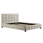 Queen PU Leather Deluxe Bed Frame White - Furniture > Bedroom > Beds & Bed Frames