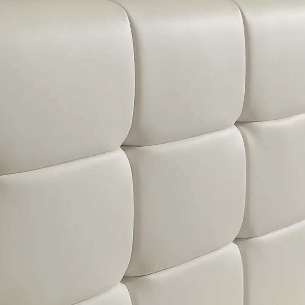 Queen PU Leather Deluxe Bed Frame White - Furniture > Bedroom > Beds & Bed Frames