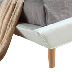 Queen PU Leather Deluxe Bed Frame White - Furniture > Bedroom > Beds & Bed Frames