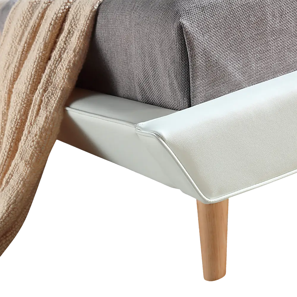 Queen PU Leather Deluxe Bed Frame White - Furniture > Bedroom > Beds & Bed Frames