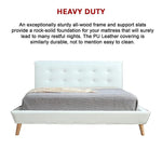 Queen PU Leather Deluxe Bed Frame White - Furniture > Bedroom > Beds & Bed Frames