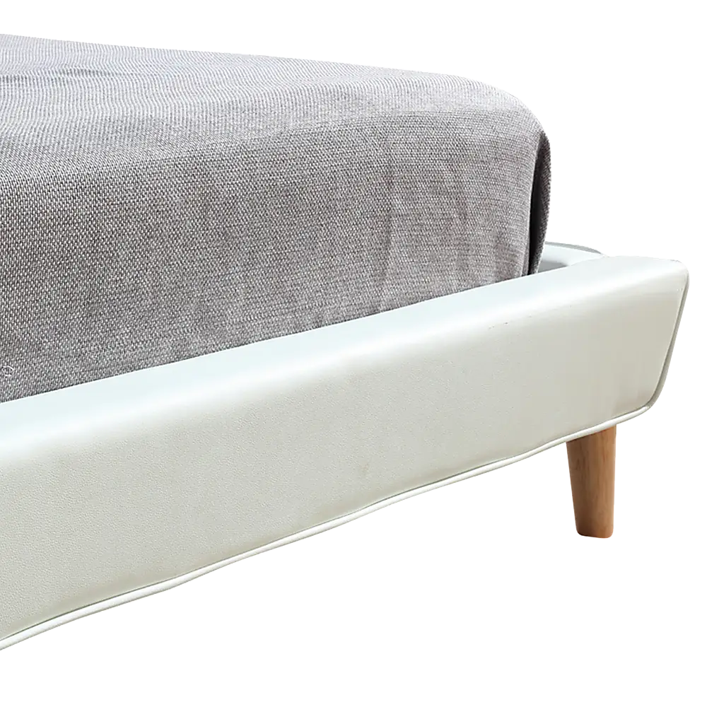 Queen PU Leather Deluxe Bed Frame White - Furniture > Bedroom > Beds & Bed Frames