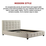 Queen PU Leather Deluxe Bed Frame White - Furniture > Bedroom > Beds & Bed Frames