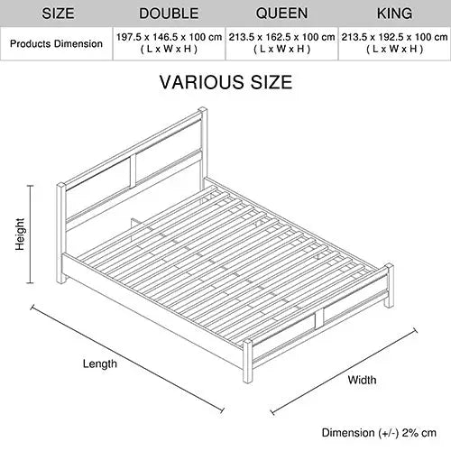 Queen Size Bed Frame Natural Wood like MDF in Oak Colour - Furniture > Bedroom > Beds & Bed Frames