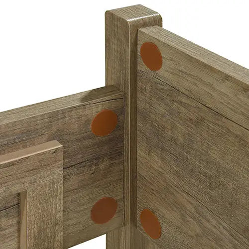 Queen Size Bed Frame Natural Wood like MDF in Oak Colour - Furniture > Bedroom