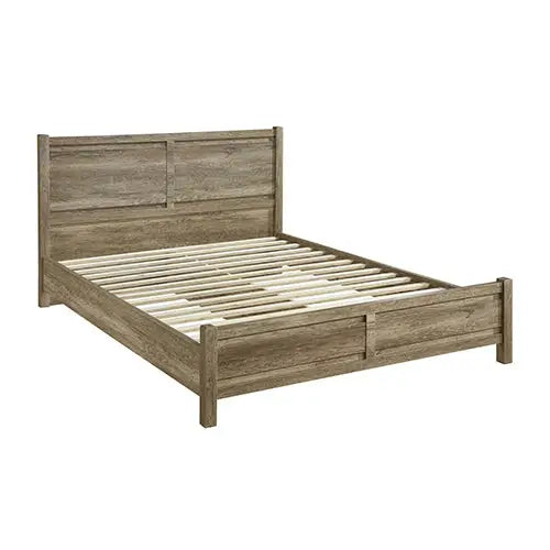 Queen Size Bed Frame Natural Wood like MDF in Oak Colour - Furniture > Bedroom