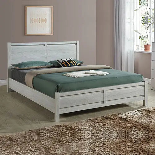 Queen Size Bed Frame Natural Wood like MDF in Oak Colour - Furniture > Bedroom > Beds & Bed Frames