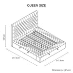 Queen Size Bedframe Velvet Upholstery Deep Grey Colour Tufted Headboard Deep Quilting - Furniture > Bedroom > Beds &