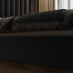 Queen Size Black Velvet Fabric Golden Metal Storage Elegant Luxury Bedframe - Furniture > Bedroom