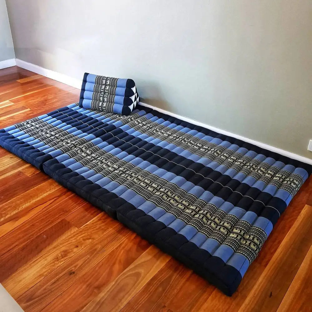 Queen Size Foldable Mattress Natrual Kapok Fibre Filled BlueEle - Home & Garden > Decor