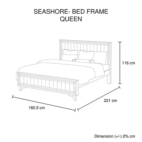 Queen Size Silver Brush Bed Frame in Acacia Wood Construction - Furniture > Bedroom