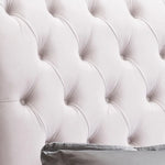 Queen Size Sleigh Bedframe Velvet Upholstery Beige Colour Tufted Headboard And Footboard Deep Quilting - Furniture >