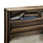 Queen Size Storage Bed Farme in Oak Colour with Particle Board Contraction and Metal Legs - Furniture > Bedroom > Beds