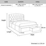 Queen Size Storage Bed Frame Upholtery Navy Blue Fabric with 2 Drawers - Furniture > Bedroom > Beds & Bed Frames