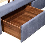 Queen Size Storage Bed Frame Upholtery Navy Blue Fabric with 2 Drawers - Furniture > Bedroom > Beds & Bed Frames